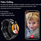 Children 4G waterproof smartwatch with red bezel and black strap, round camera lens