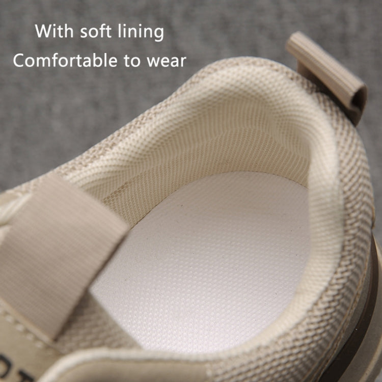 Beige shoe interior with soft lining and padded collar detail