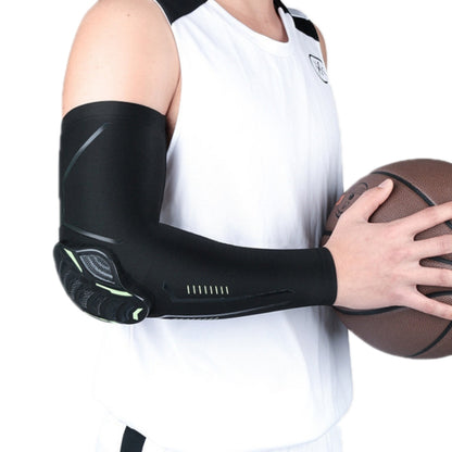 Black anti-collision compression arm guard with elbow and forearm padding sleeve
