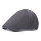 Charcoal gray burlap retro beret cap with curved crown and short brim