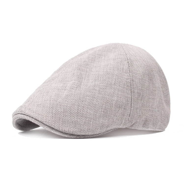 Oat white burlap retro beret cap with textured weave and short brim