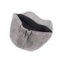 Gray burlap beret cap side view with gathered seam and short brim