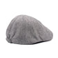 Gray burlap retro beret cap with domed crown and stitched top seam