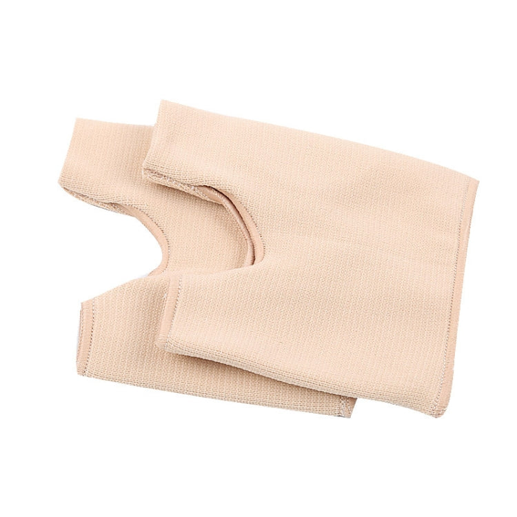 Beige U-shaped forefoot pad sock insert with curved toe opening