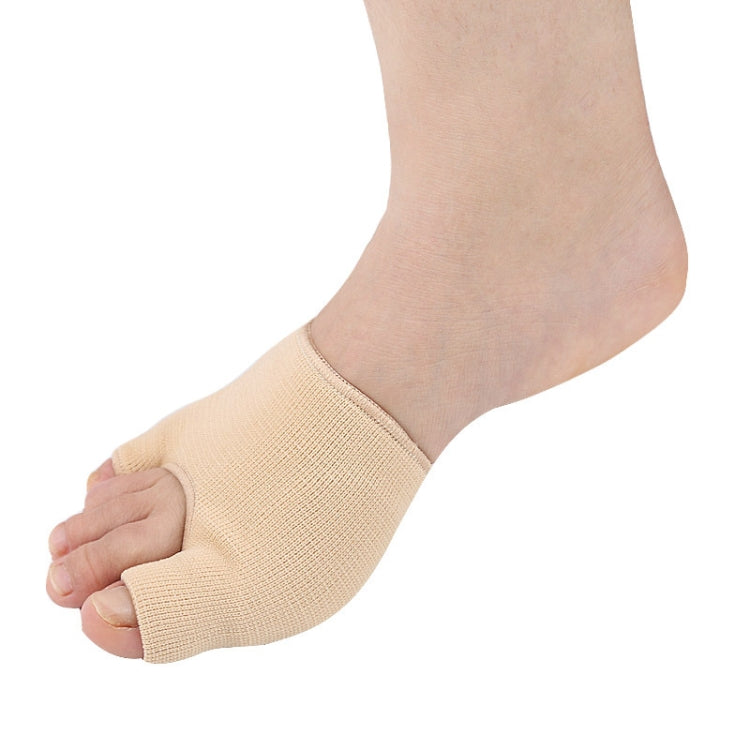 Beige U-shaped forefoot pad corrector sock on a bare foot