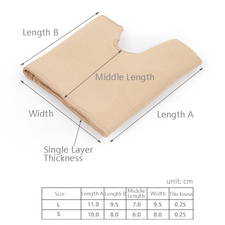 Beige U-shaped forefoot pad sock insert laid flat, single-layer thickness visible