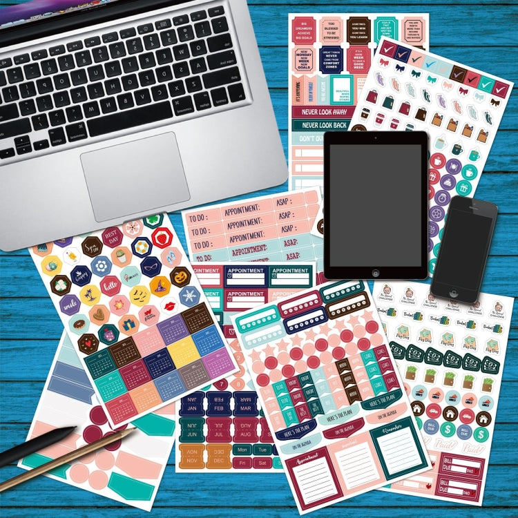 Planner sticker set sheets with icons, checkboxes, and colorful appointment and billing blocks