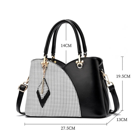 Lattice Texture Large Capacity Handbag, White, Khaki, Green, Black, Pink