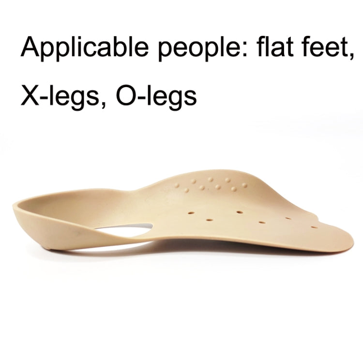 Beige bow-support insole pair with perforated arch and oval heel opening