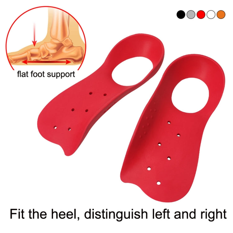 Red bow-support insole pair with heel support and perforations