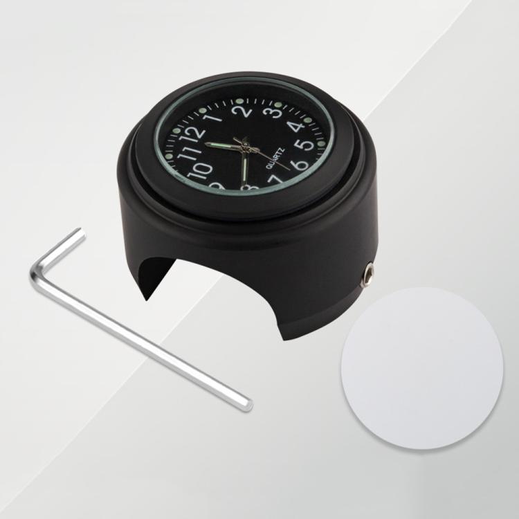 Aluminum Alloy Plating Motorcycle Handlebar Clock, Clock Silver Shell Black Background, Clock Silver Shell White Background, Clock Black Shell White Background, Clock Black Shell Black Background