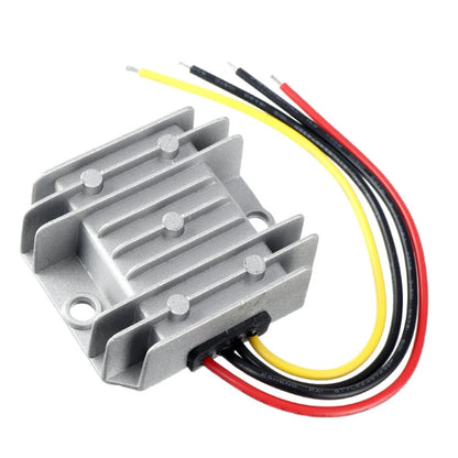 Waterproof DC-DC car voltage regulator module with aluminum heat sink and red/black leads