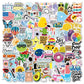 Travel and positivity sticker set with colorful cutout icons and lettering