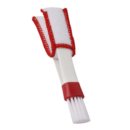 Soft air outlet dust brush with white bristle head and red flexible cuff, gray handle