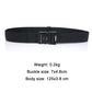Black elastic men’s buckle belt with rectangular buckle and woven strap