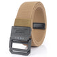 Elastic casual belt in tan with rectangular buckle and leather-look keeper tab