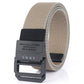 Men's elastic fabric belt in beige with black square buckle