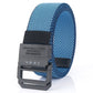Men's elastic fabric belt in blue with black square buckle