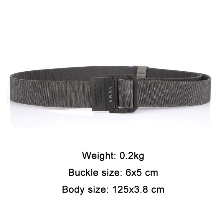 Men's gray elastic belt with black buckle and smooth webbing