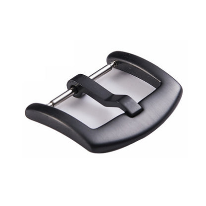 Black IP watch buckle clasp with silver pins and curved metal frame