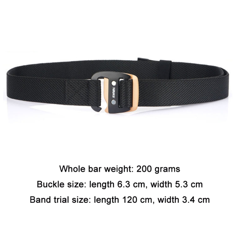 Men's black woven stretch belt with sports hook buckle and adjustable band