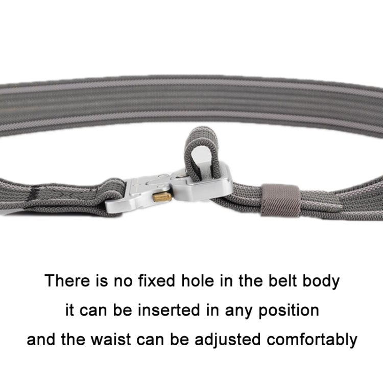 Braided nylon belt with quick-release buckle, dark grey strap and silver buckle