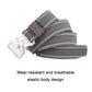 Braided nylon belt with quick-release buckle, dark grey ribbed strap and metal clasp