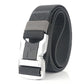 Aluminum alloy safety buckle belt, dark gray woven strap with silver buckle
