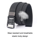 Men's elastic nylon belt with dark gray fabric and square metal buckle
