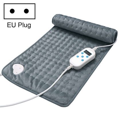 Gray machine-washable heating pad with EU plug and temperature control remote