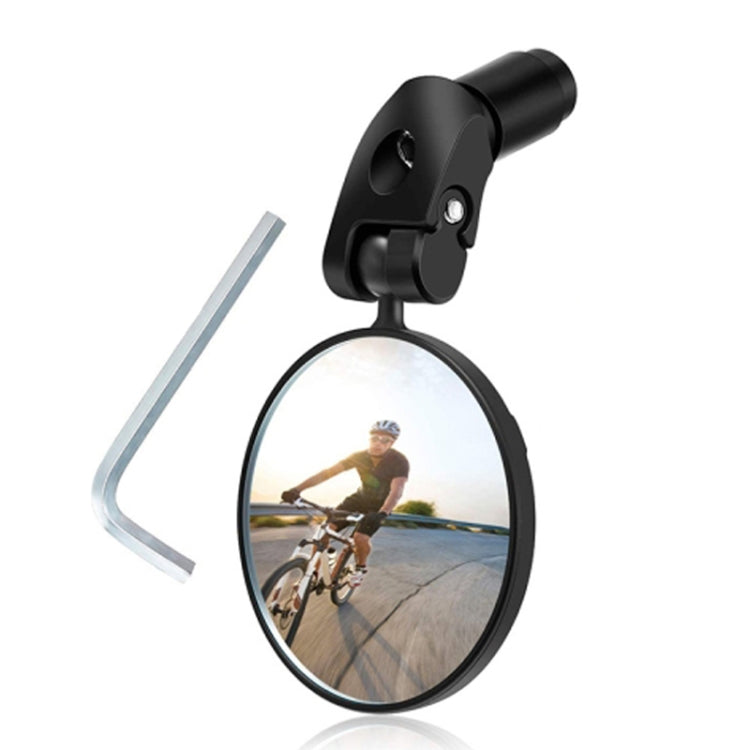 Bicycle convex rearview mirror with round wide-angle lens and clamp mount