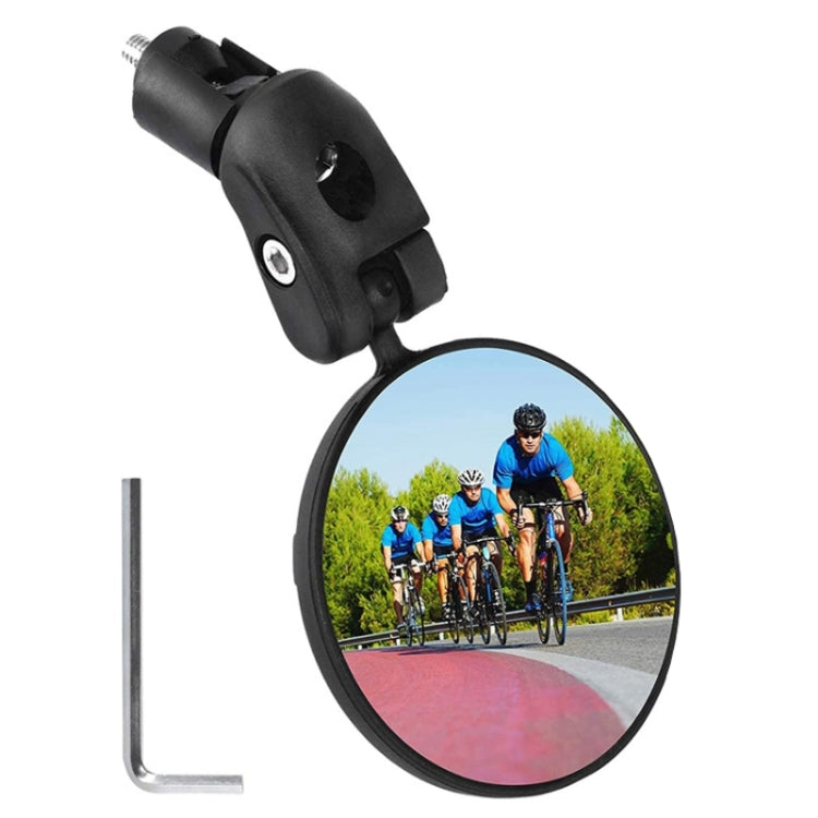 Bicycle convex rearview mirror with handlebar mounting arm and round lens