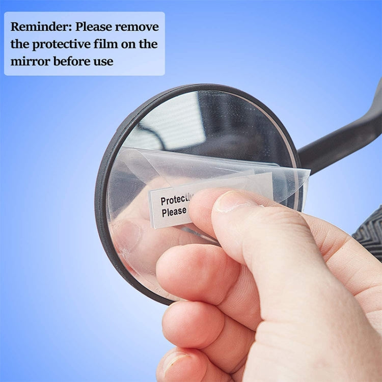 Bicycle convex mirror lens with clear protective film being peeled off