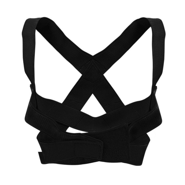Black posture correction belt with crisscross back straps and front band closure