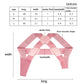 Pink posture correction belt size chart diagram with labeled strap and band dimensions