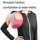 Posture correction belt worn under a jacket, showing shoulder support