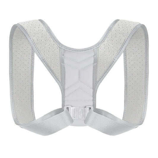 Light gray posture correction belt with adjustable back straps and front closure