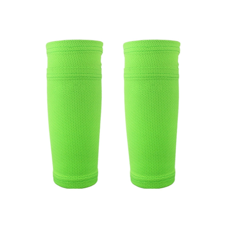 Pair of bright green mesh calf guard socks with elastic ends