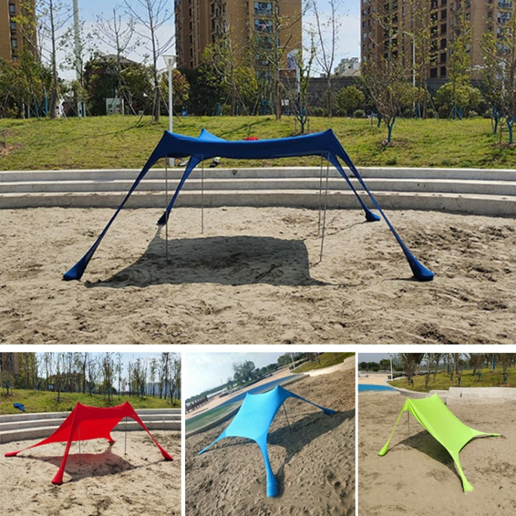 Outdoor beach sunshade canopy tent in navy with four corner poles and side panels