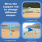 Blue beach canopy tent with support rods and side panels