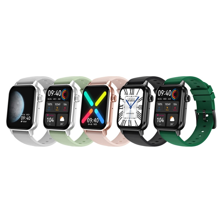 Set of smartwatches on display with different colored silicone bands