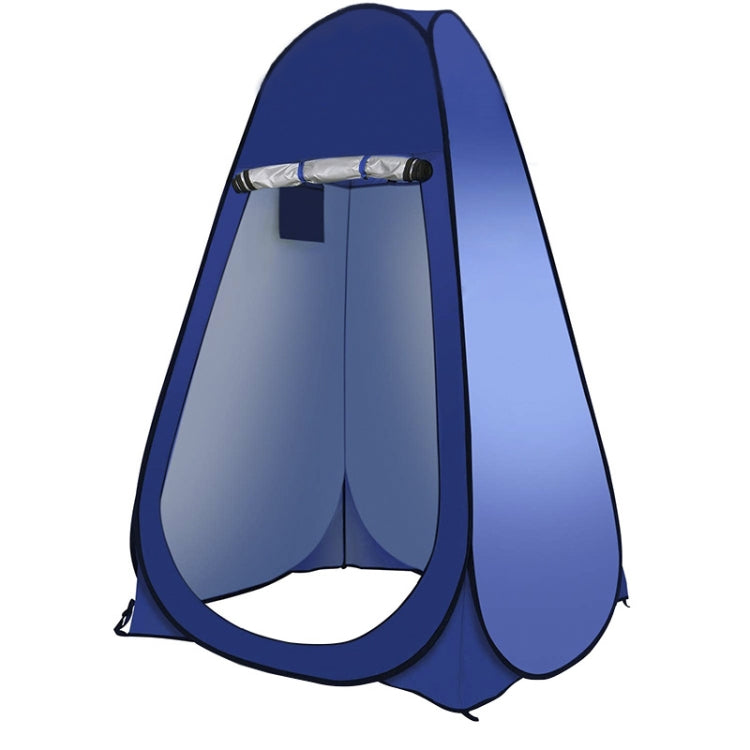 Portable camping shower privacy tent, dark blue fabric with round front door opening
