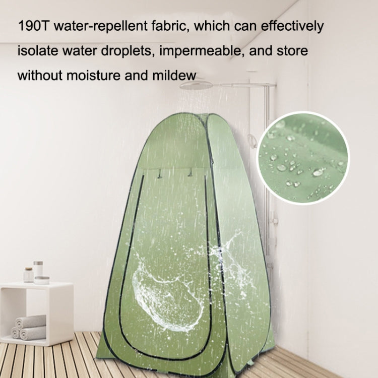 Green camping shower/changing tent with water-repellent fabric and splash protection