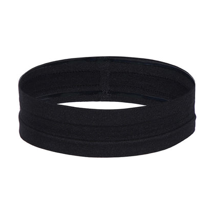 Black fabric sweat guide headband, flat folded design.