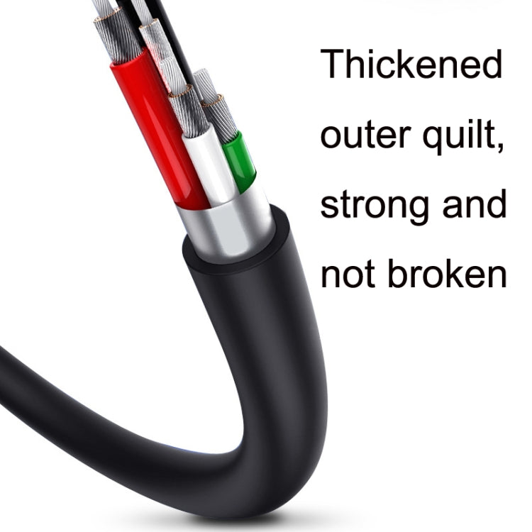 Thick black braided charging cable with reinforced outer sheath and internal wiring