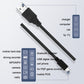 Black USB-A to micro-USB charging cable with dual plug tips