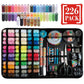 Black sewing box pack with colorful thread spools, needles, and small sewing tools