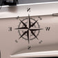 Black compass rose car body sticker with N E S W directions and compass ring