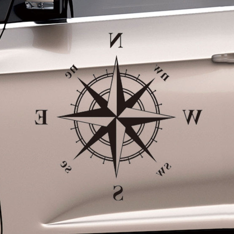 Black compass rose car body sticker with N E S W directions and compass ring