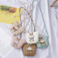 Children beach hat and pouch set, multiple colors with rabbit appliques
